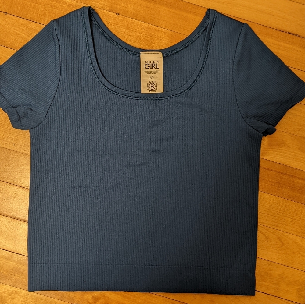 Two Athleta Girl Blue Ribbed Tops - Picture 4 of 6
